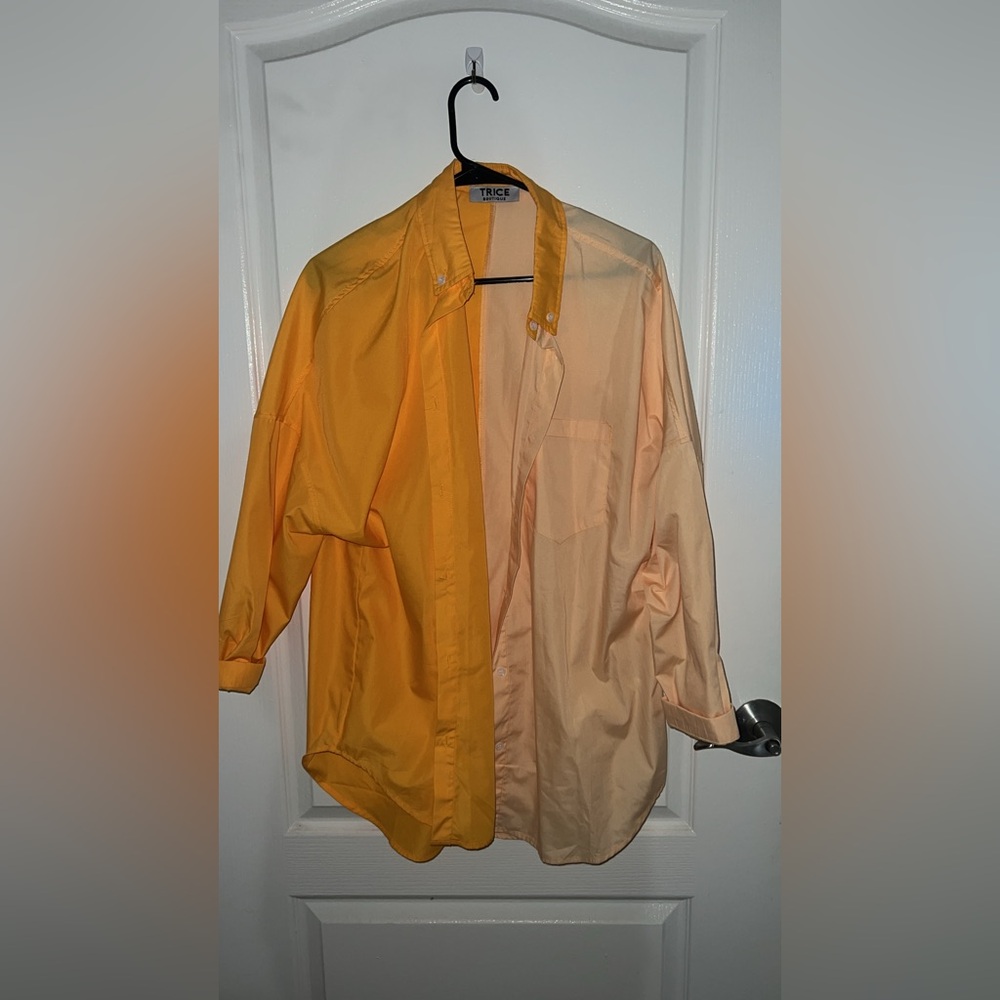 Two-Tone Orange and Peach Button Down